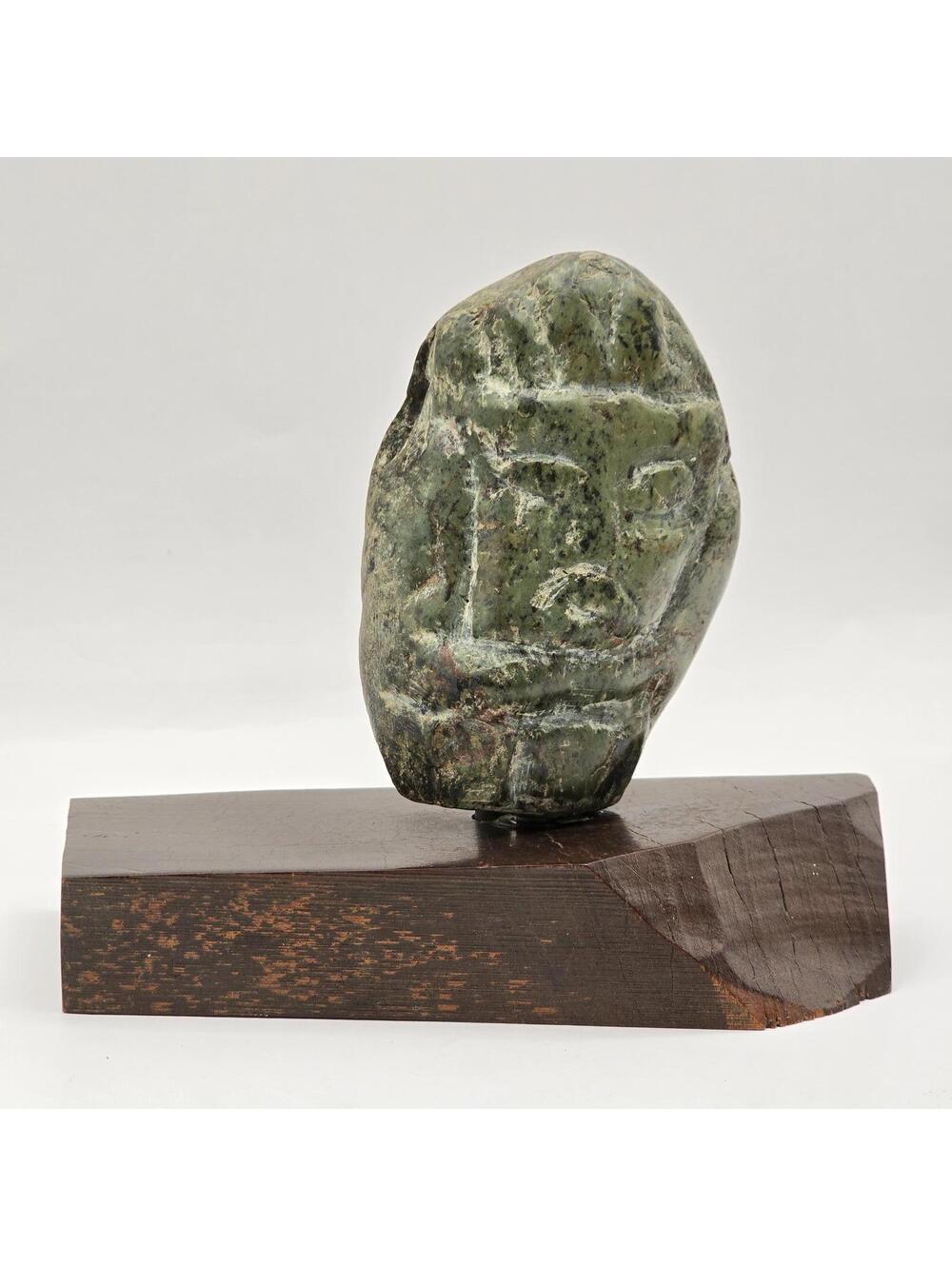 Vintage Pre-Columbian Reproduction Mask Sculpture on Plinth
